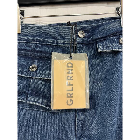 NWT GRLFRND The Lara Low Rise Wide Leg Denim Cargo Jeans Blue Women's size 25 - Picture 3 of 6